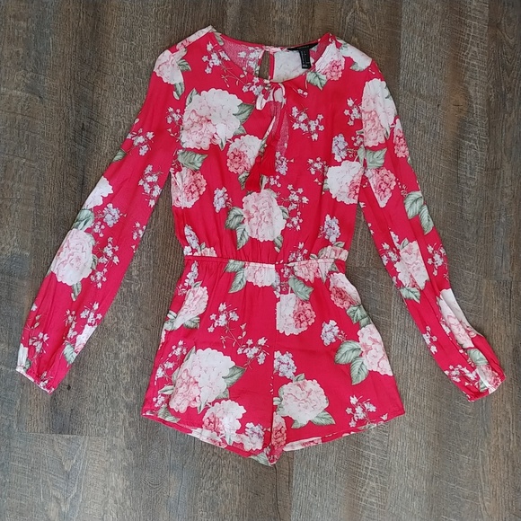 Forever 21 Pants - Forever 21 Long Sleeve Floral Print Romper